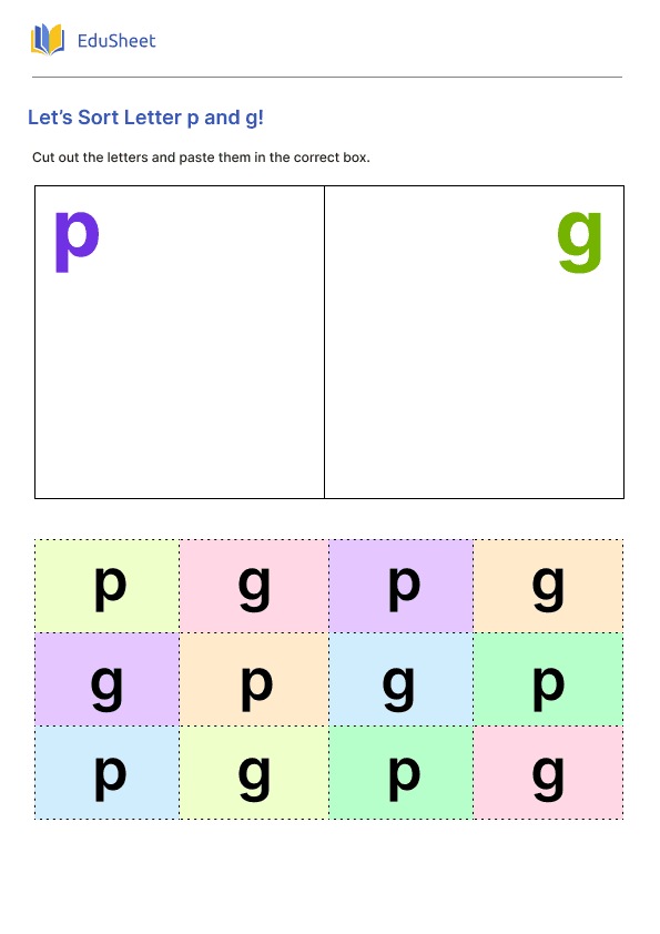 Let’s Sort Letter p and g! Let’s Sort Letter p and g!