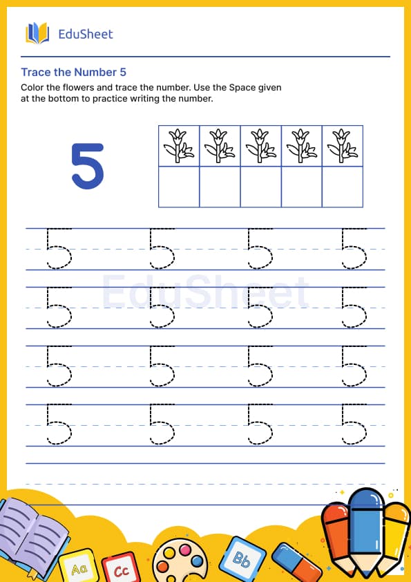 Trace the number 5 Trace the number 5