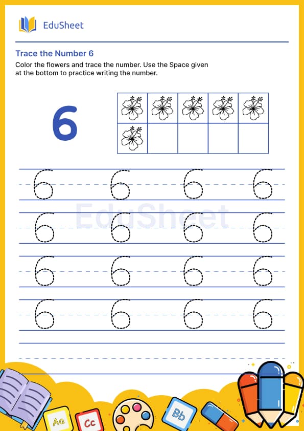 Trace the number 6 Trace the number 6